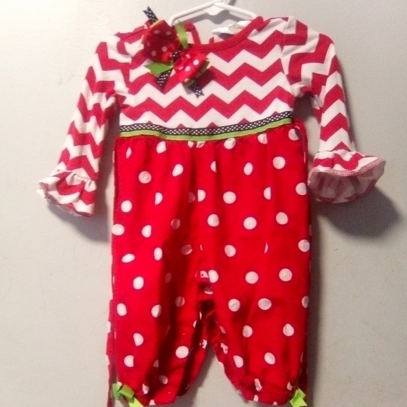 RARE addition brand girls holiday one piece festive outfit. Size 9 months. - Picture 1 of 8